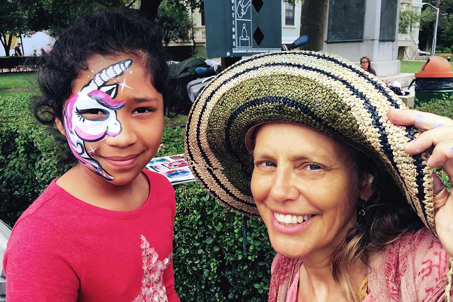 Women of color with face painting